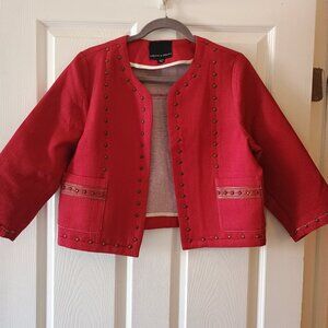 EUC Harlow & Graham Cropped Woven Open Front Jacket Size XL